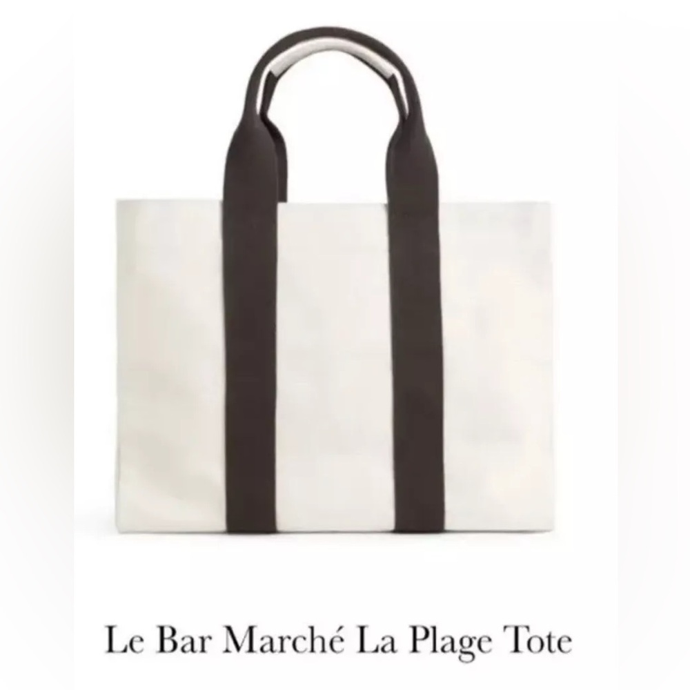 Le Marché La Plage Tote - White with Black Straps